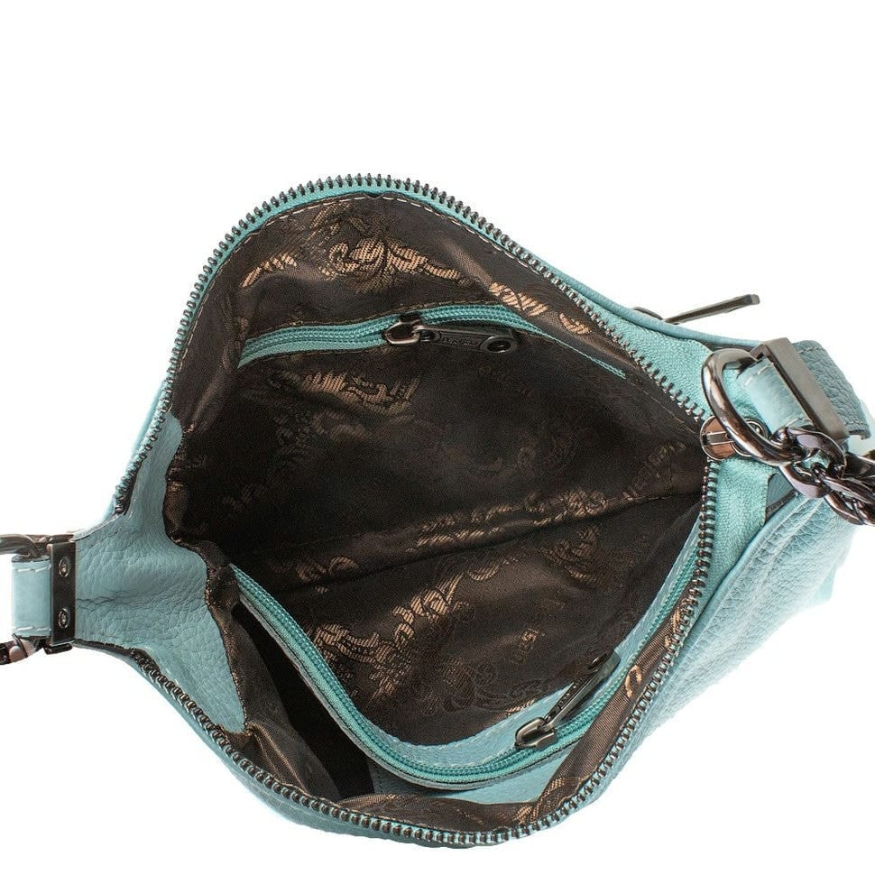 Сумка жіноча шкіряна Desisan 575-376 блакитний флотар