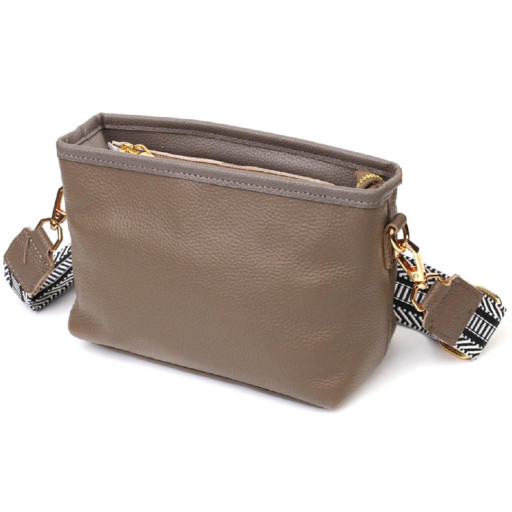 Компактна сумка на плече з натуральної шкіри 22098 Vintage Сіра