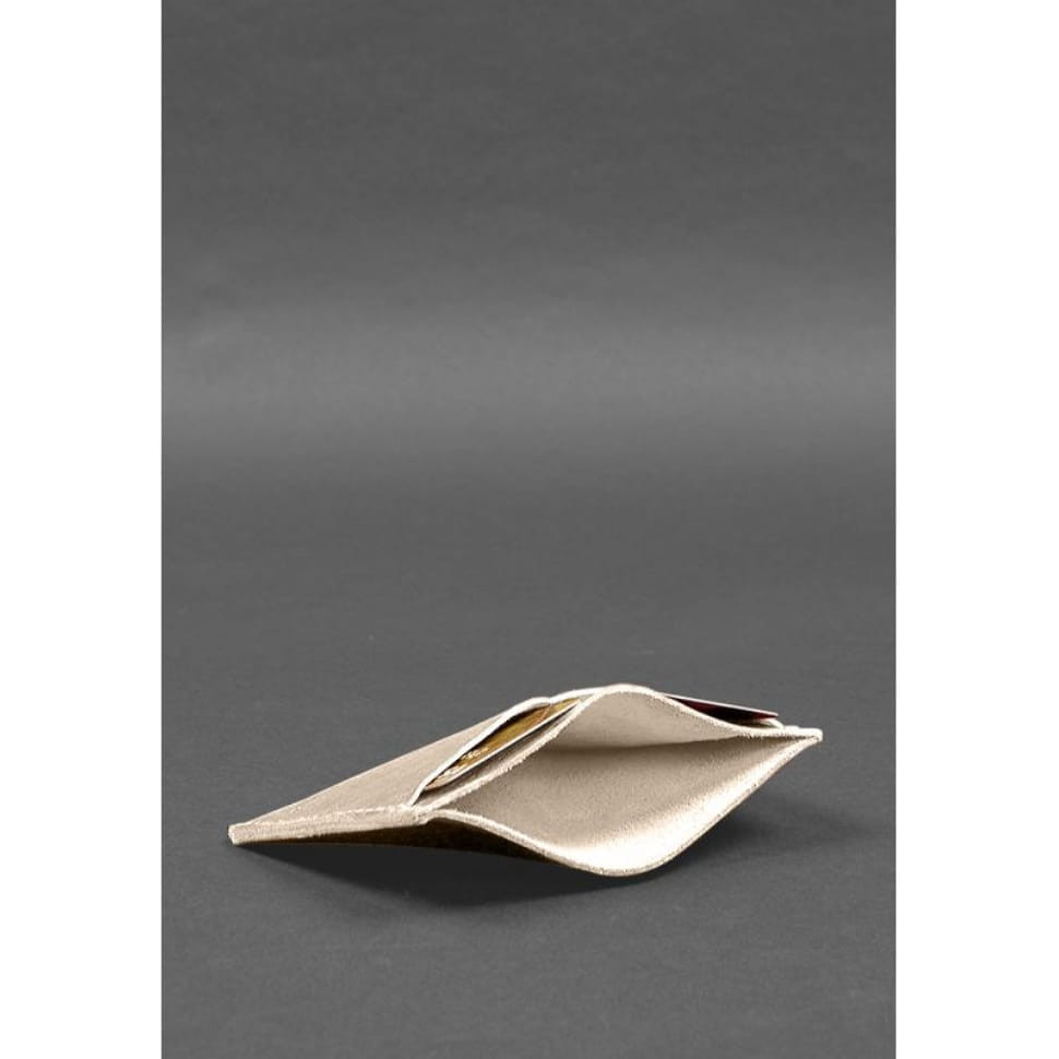 Шкіряна обкладинка-органайзер для документів 6.2 світло-бежевий краст