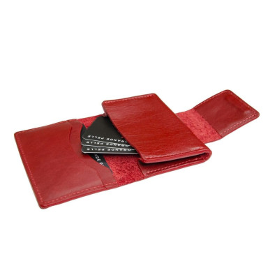 Card holder with magnetic clasp Grande Pelle glossy leather red