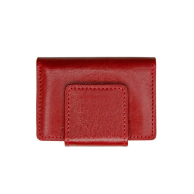 Card holder with magnetic clasp Grande Pelle glossy leather red