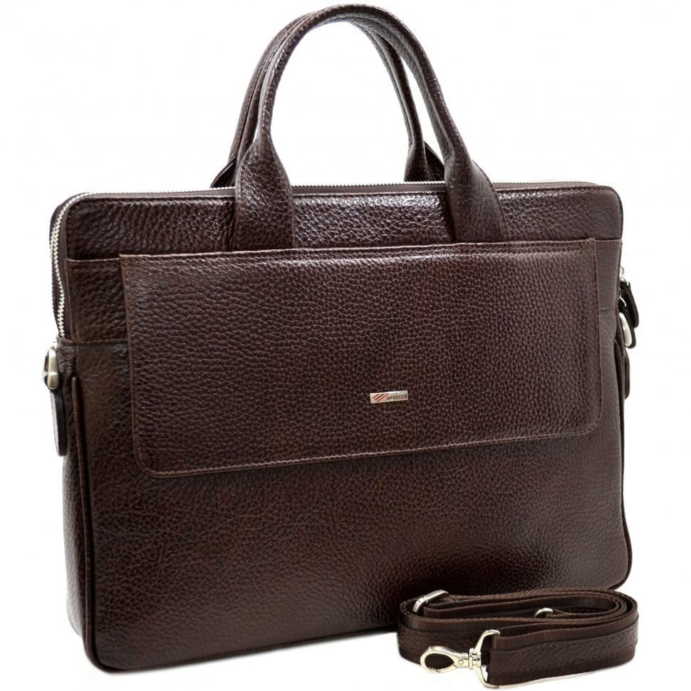 Шкіряний портфель Desisan 1348-019 коричневий флотар