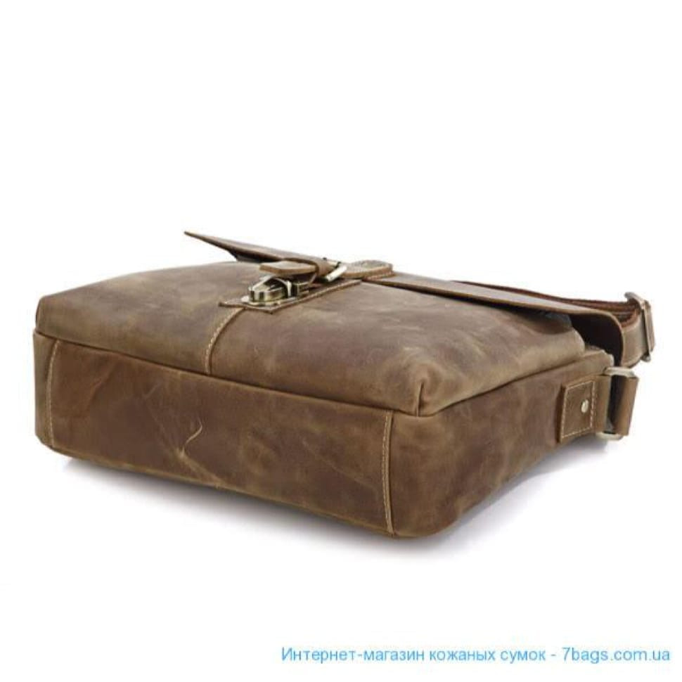 Шкіряна сумка крос-боді, месенджер кінська шкіра, сіро-коричнева