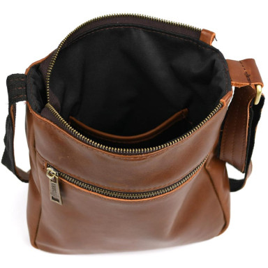 Mens leather messenger bag GB-1303-3md TARWA with pocket