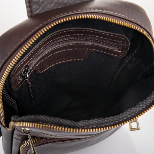 Brown leather shoulder bag Newery N6896GC