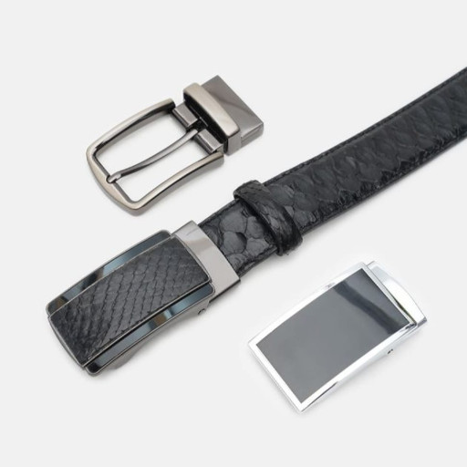 Ремінь чоловічий з шкіри пітона Sergio Torri 7-001 155 см Чорний