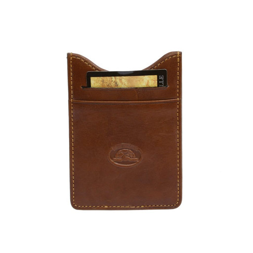 Кредитниця шкіряна із затиском Italico 2554 cognac коньячний