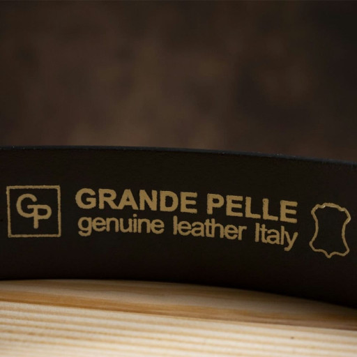 Ексклюзивний чоловічий джинсовий ремінь з натуральної шкіри GRANDE PELLE 00910 Коричневий