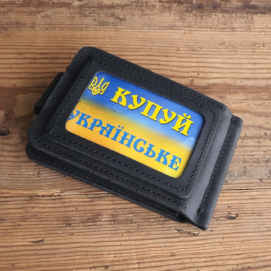 Зажим для денег BGS кожаный черный BGS3308