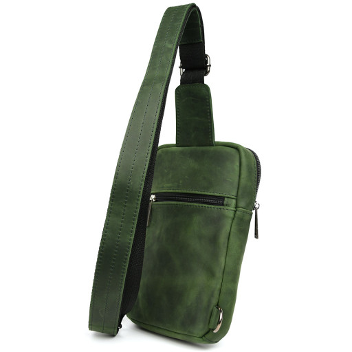 Чоловічий зелений слінг зі шкіри крейзі RE-0804-3md TARWA