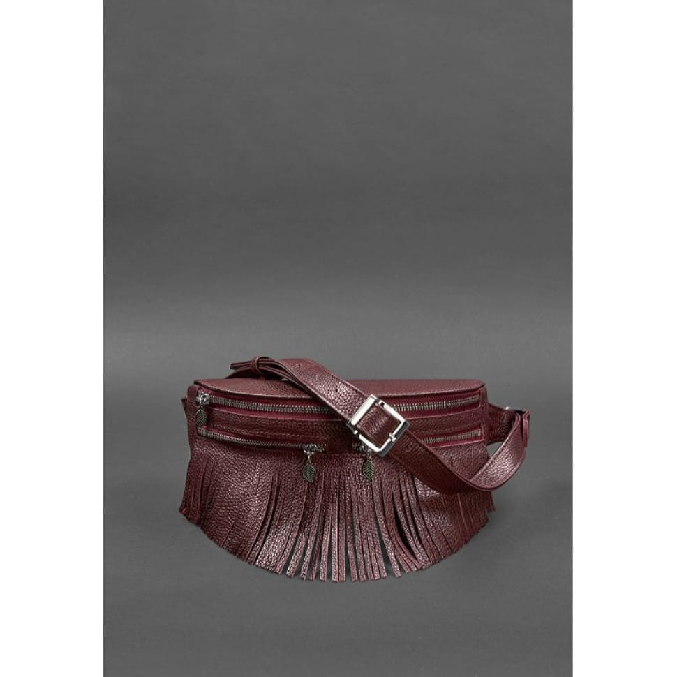 Women's leather belt bag Spirit burgundy