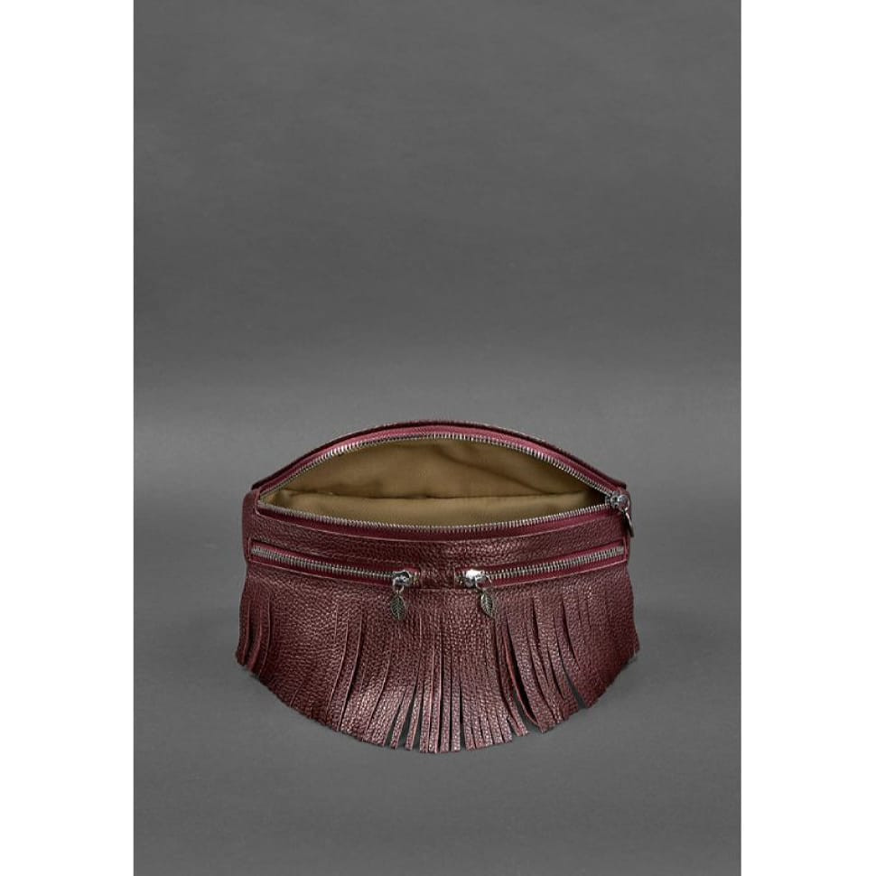 Women's leather belt bag Spirit burgundy
