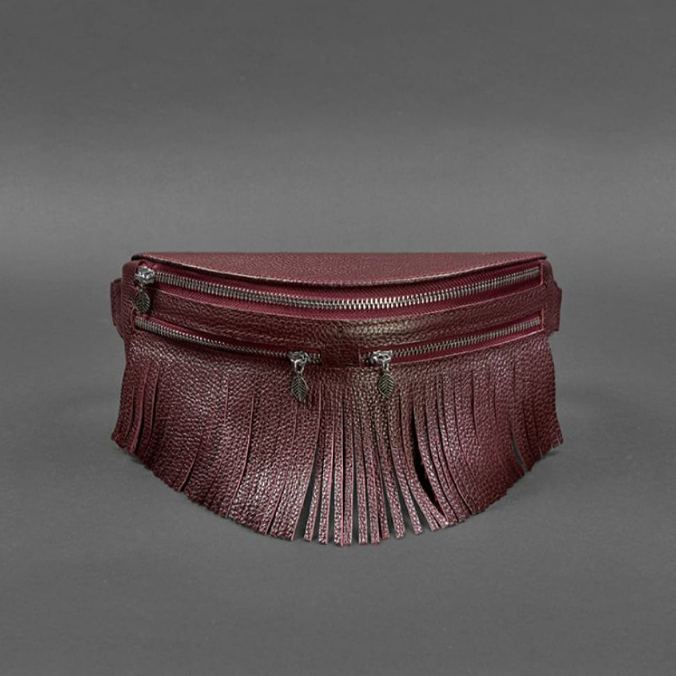 Women's leather belt bag Spirit burgundy