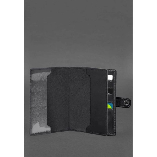 Leather cover-purse for military ID 15.0 black Crazy Horse