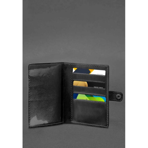 Leather cover-purse for military ID 15.0 black Crazy Horse