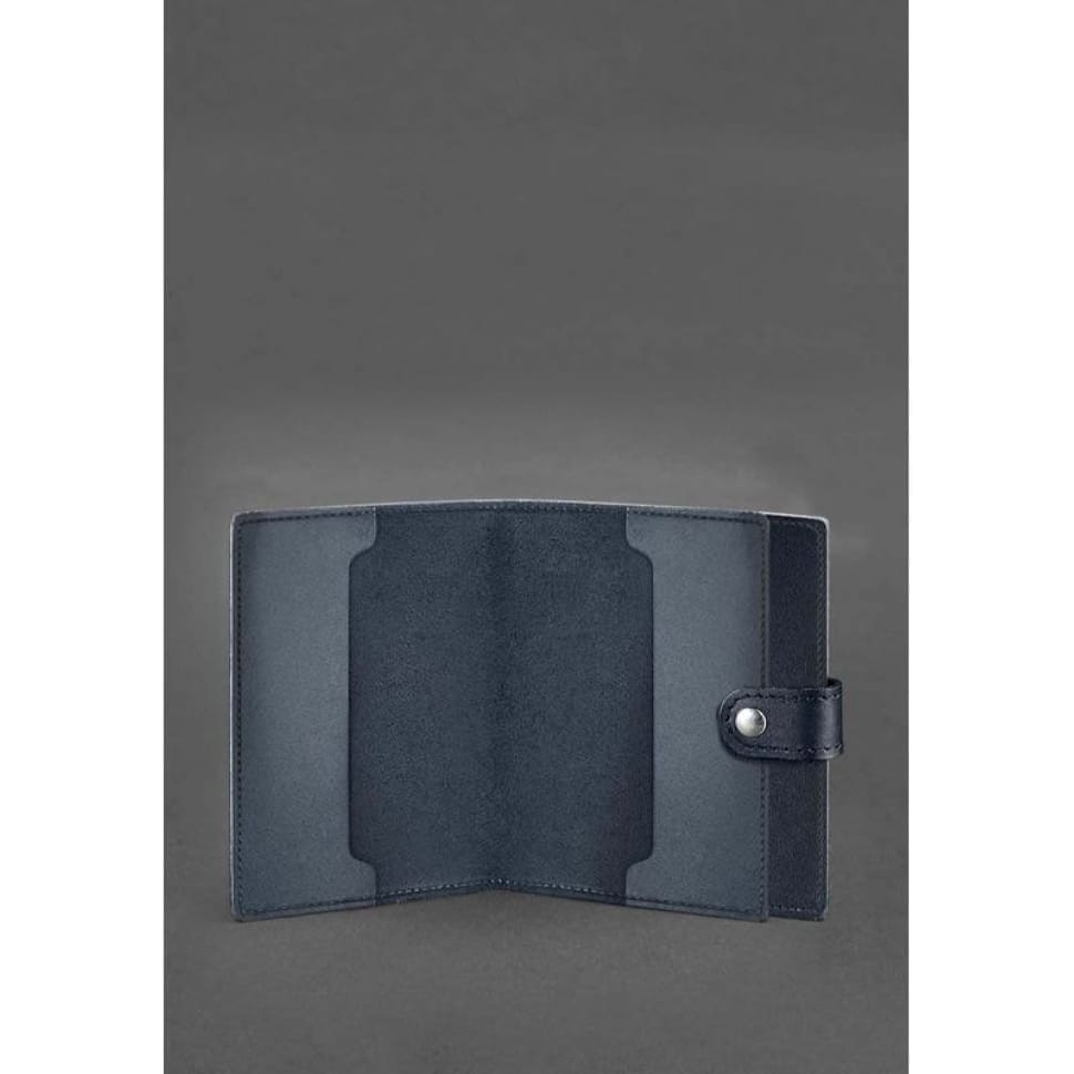 Шкіряна обкладинка-портмоне для посвідчення офіцера 11.0 темно-синя