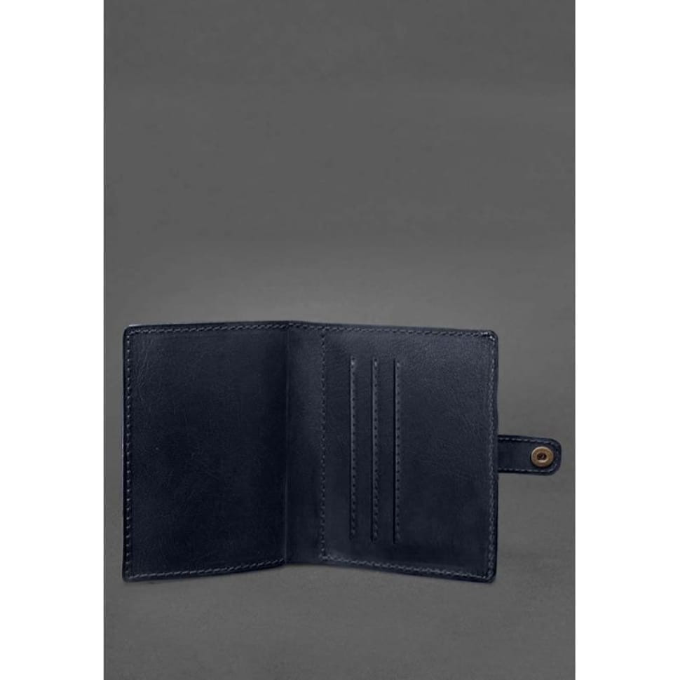 Шкіряна обкладинка-портмоне для посвідчення офіцера 11.0 темно-синя