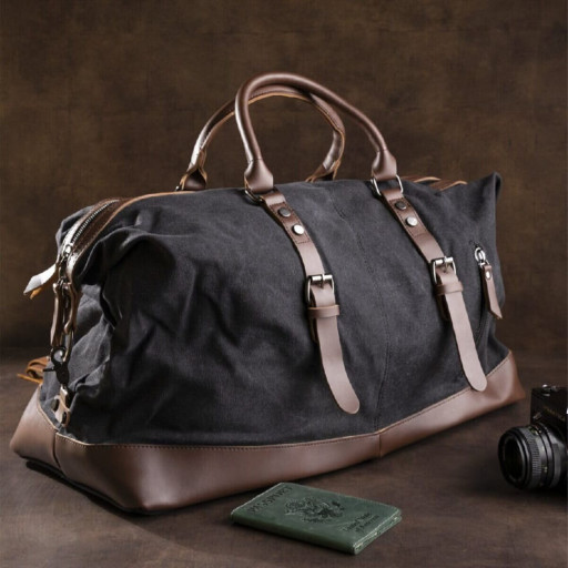 Дорожня сумка текстильна велика Vintage 20166 Чорна