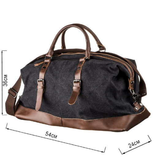 Дорожня сумка текстильна велика Vintage 20166 Чорна