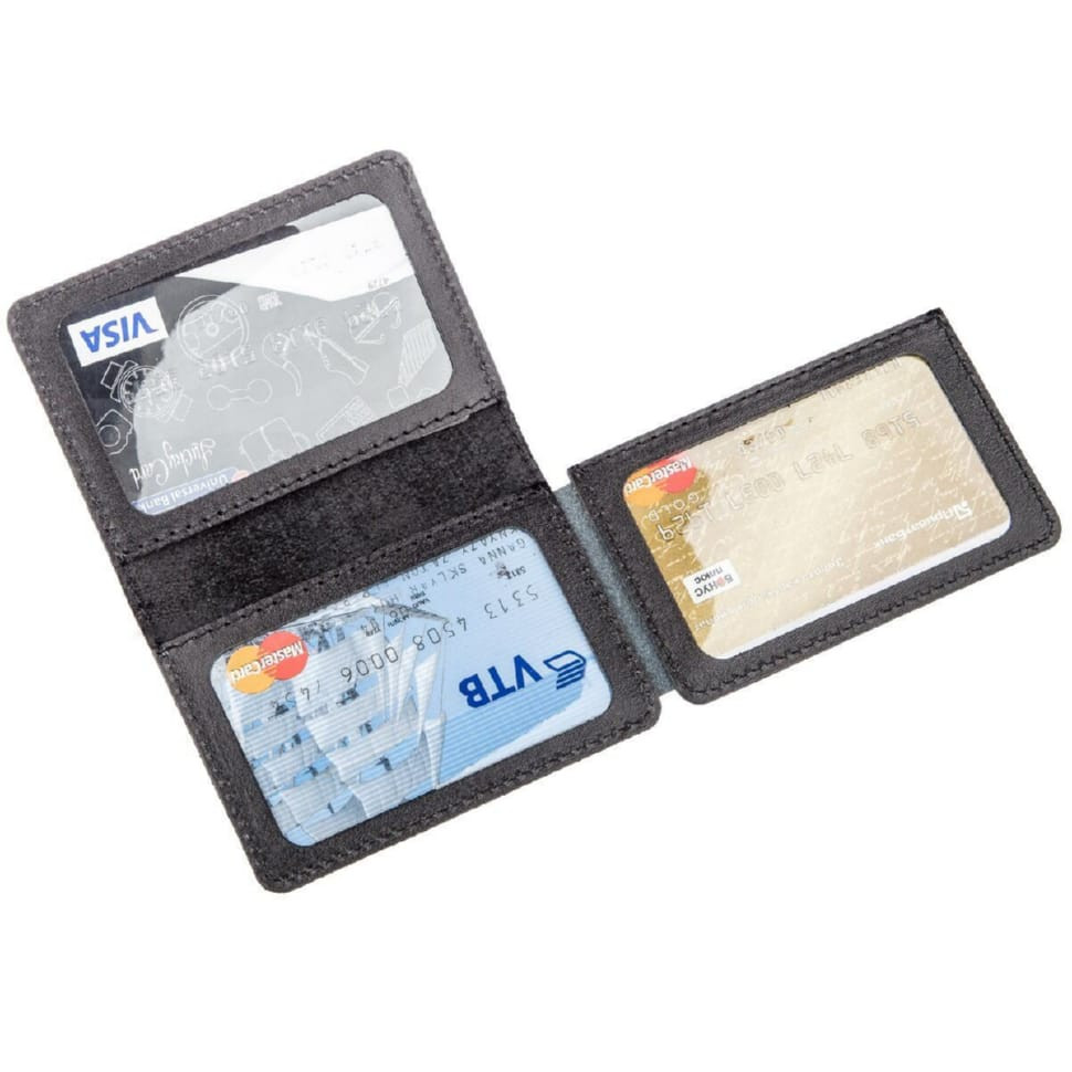 Обкладинка для авто документів на 3 слоти шкіряна Shvigel 13966 Чорна