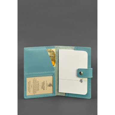 Leather passport cover 5.0 (with window) turquoise