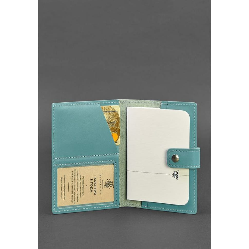 Leather passport cover 5.0 (with window) turquoise