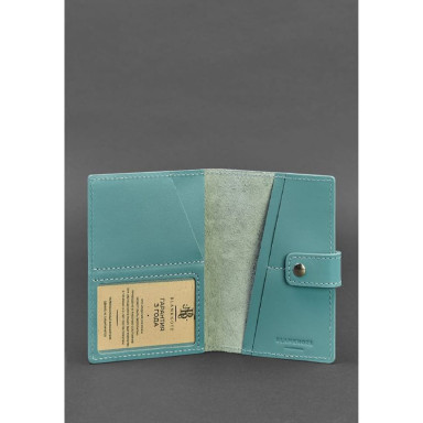 Leather passport cover 5.0 (with window) turquoise