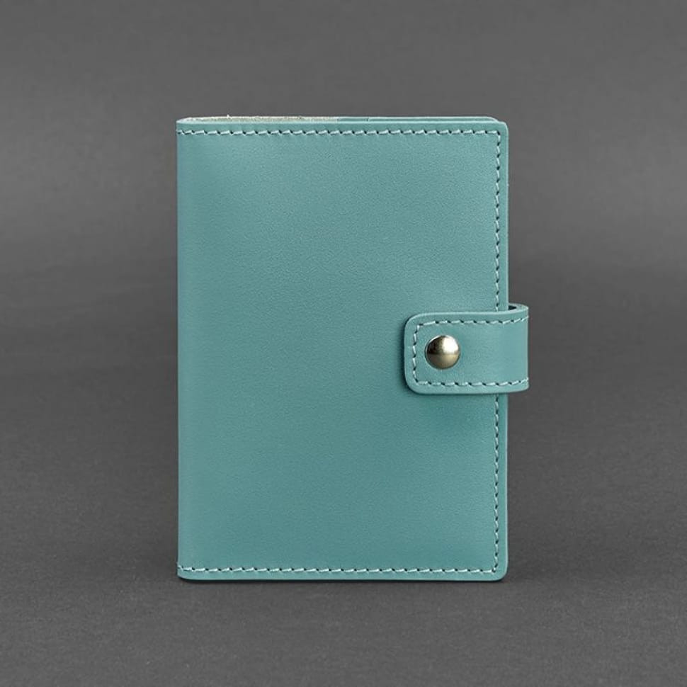 Leather passport cover 5.0 (with window) turquoise