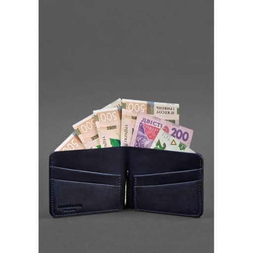 Шкіряне портмоне 4.4 (з затискачем) синій Crazy Horse