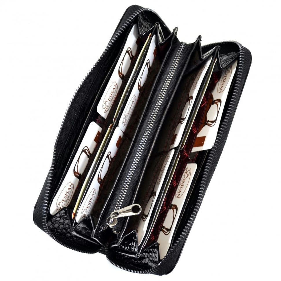 Гаманець жіночий шкіряний Desisan 09-633 чорний дрібний кроко