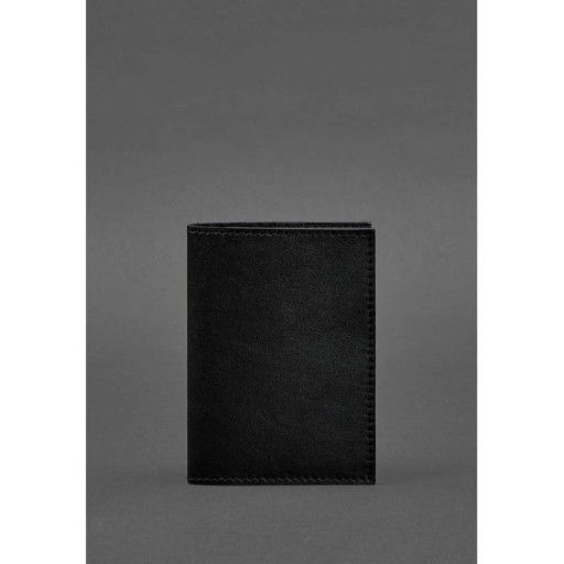 Шкіряна обкладинка для паспорта та військового квитка 1.2 чорна Краст