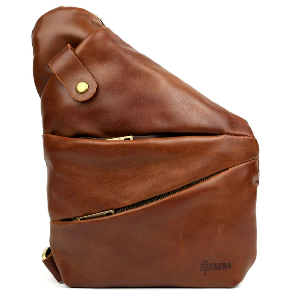 Mens left-handed sling shoulder bag TARWA GB-6405-3md cognac