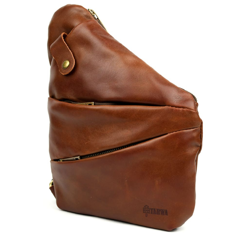 Mens left-handed sling shoulder bag TARWA GB-6405-3md cognac