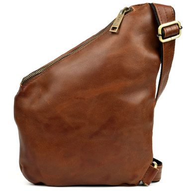Mens left-handed sling shoulder bag TARWA GB-6405-3md cognac