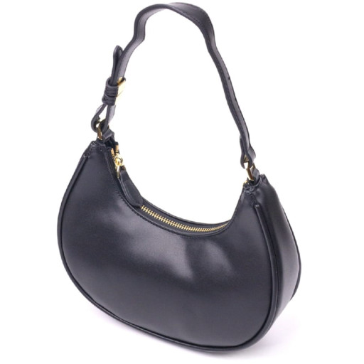Модна жіноча сумка-хобо з натуральної гладкої шкіри 21288 Vintage Чорна
