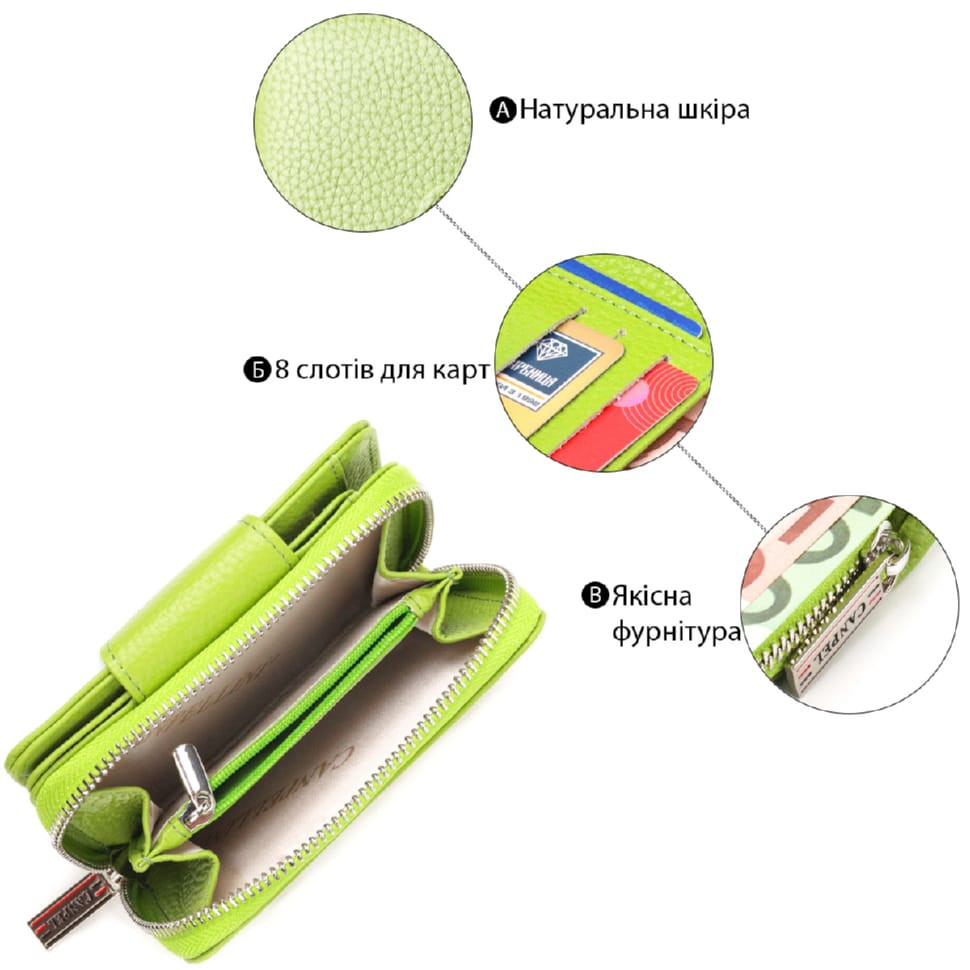 Вертикальне яскраве портмоне з монетницею на блискавці з натуральної шкіри флотар CANPELLINI 21603
