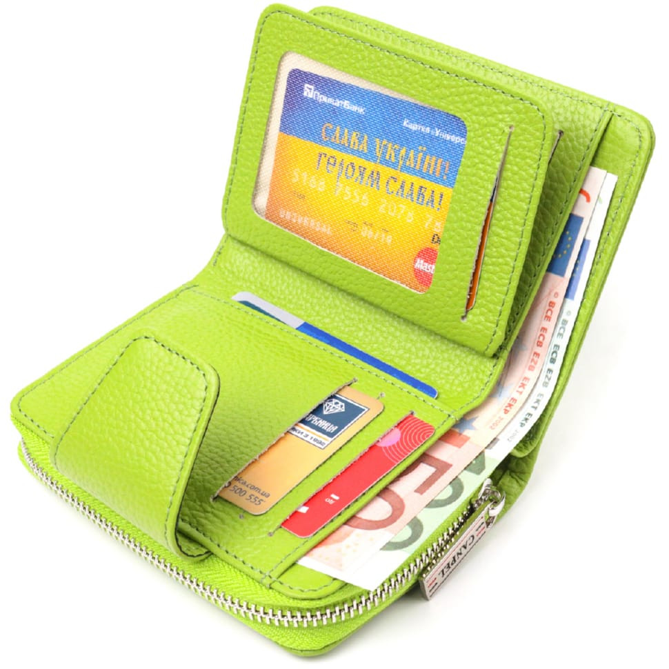 Вертикальне яскраве портмоне з монетницею на блискавці з натуральної шкіри флотар CANPELLINI 21603