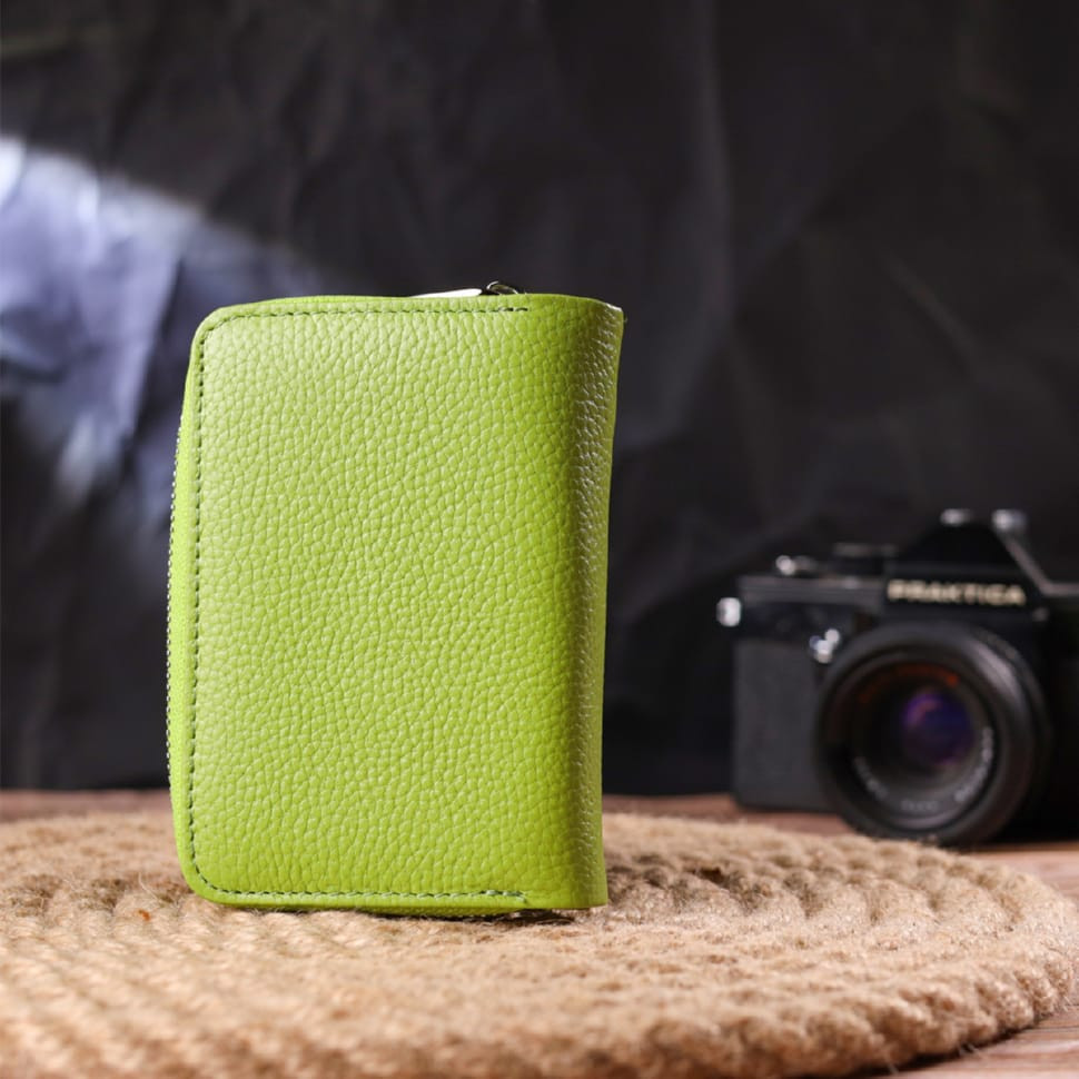 Вертикальне яскраве портмоне з монетницею на блискавці з натуральної шкіри флотар CANPELLINI 21603