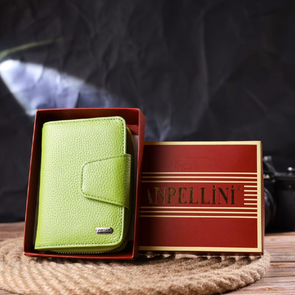 Вертикальне яскраве портмоне з монетницею на блискавці з натуральної шкіри флотар CANPELLINI 21603