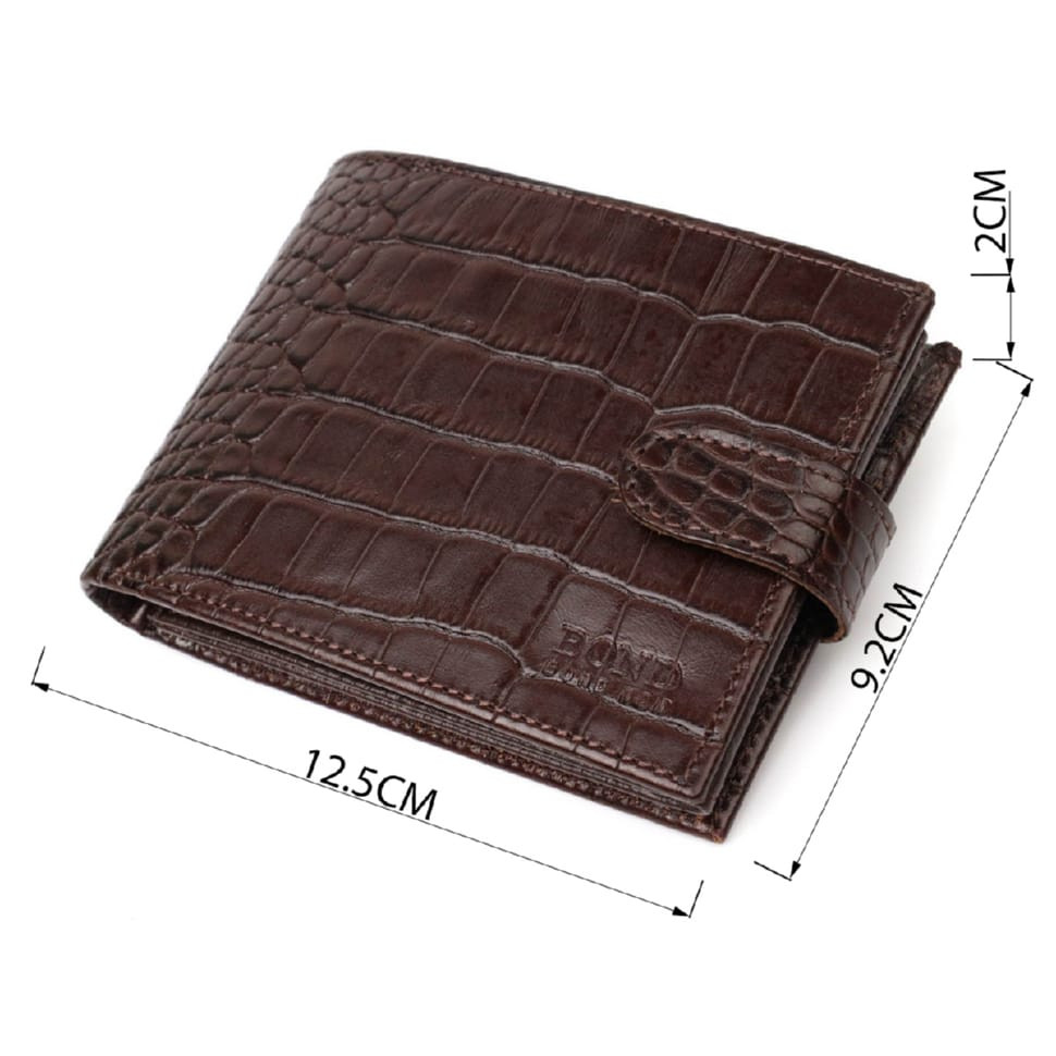 Функціональний гаманець середнього розміру для чоловіків з натуральної шкіри з тисненням під крокодила BOND 21999 Коричневий