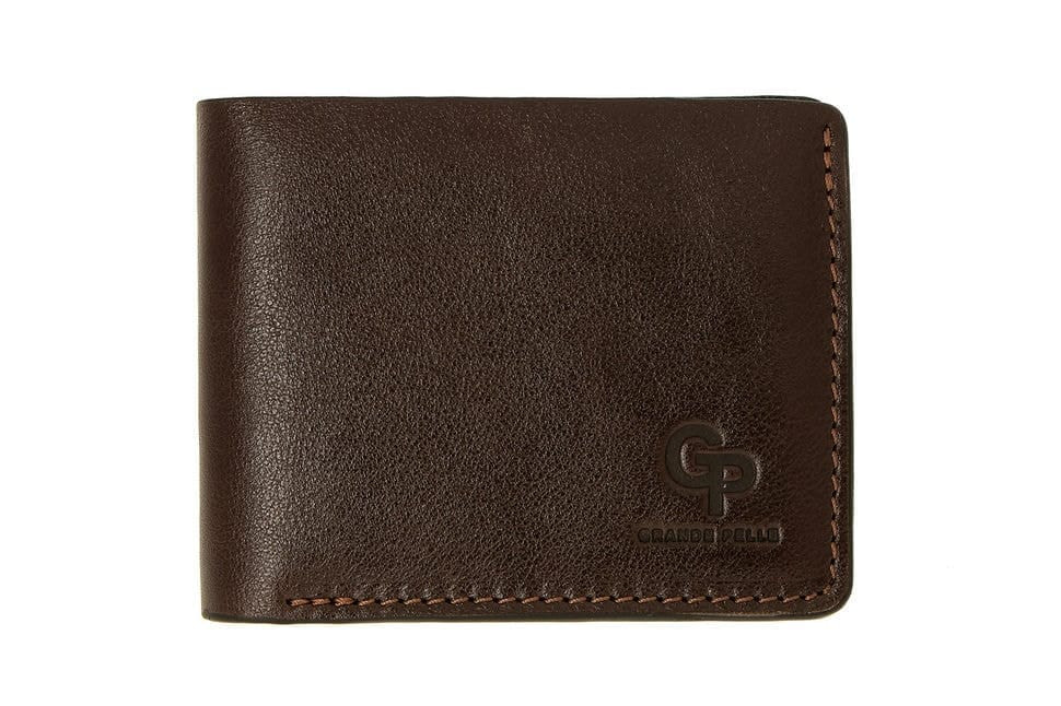 Портмоне Grande Pelle Onda 110х90х10 мм глянцевая кожа шоколад 507620