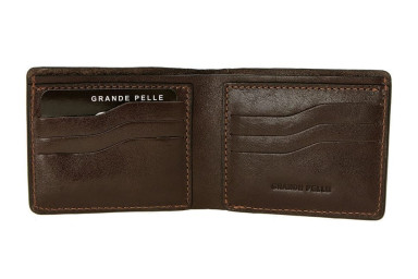 Портмоне Grande Pelle Onda 110х90х10 мм глянцевая кожа шоколад 507620