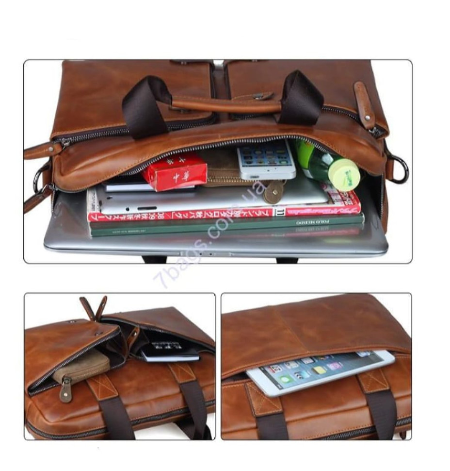 Стильний чоловічий портфель, сумка з натуральної шкіри tiding 10893