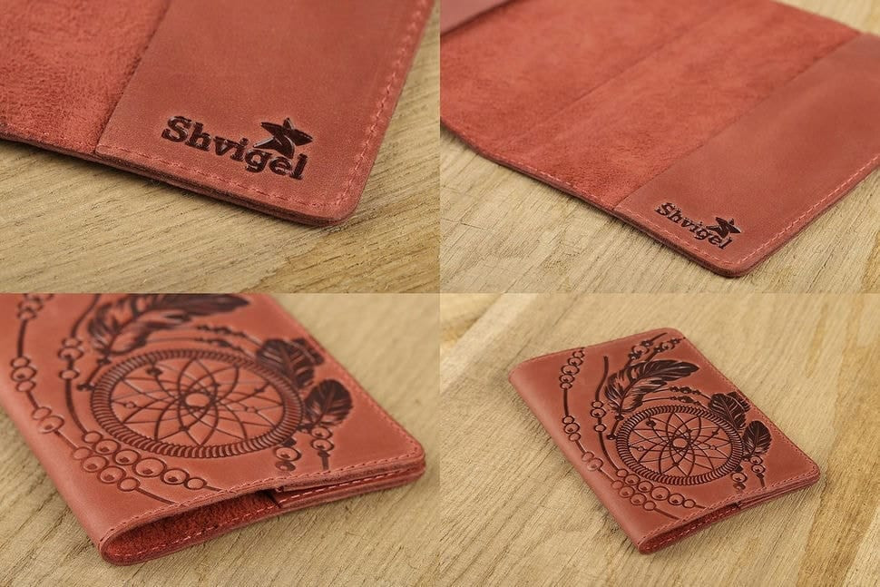 Ексклюзивна обкладинка для паспорта з вінтажній шкіри SHVIGEL 13792 Червона