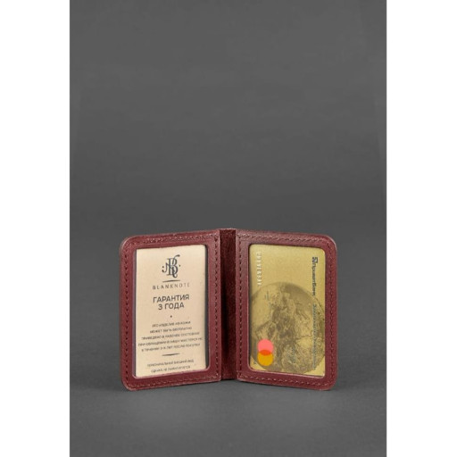 Жіноча шкіряна обкладинка для ID-паспорта та водійських прав 4.0 бордова