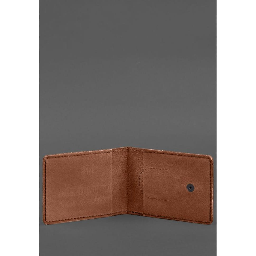 Шкіряна обкладинка для посвідчення учасника бойових дій (УБД) із кишенею для жетону світло-коричнева