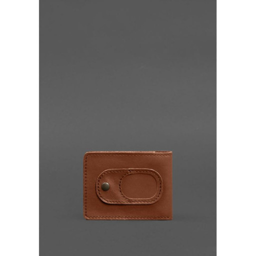 Шкіряна обкладинка для посвідчення учасника бойових дій (УБД) із кишенею для жетону світло-коричнева