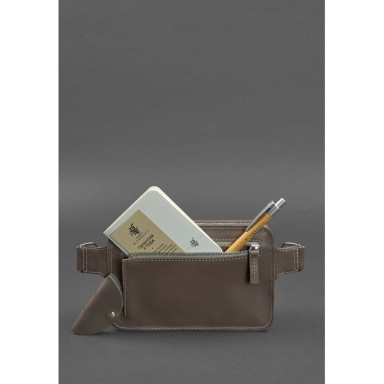 Dropbag Mini Leather Fanny Pack Dark Beige