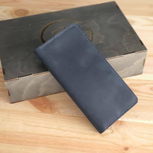 Тонкий чоловічий купюрник гаманець BGS шкіряний синій BGS3008