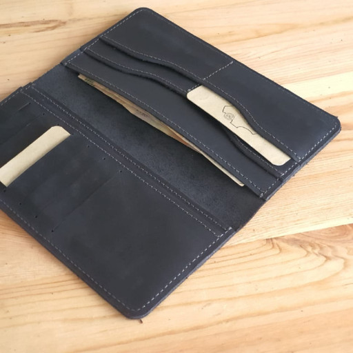 Тонкий чоловічий купюрник гаманець BGS шкіряний синій BGS3008